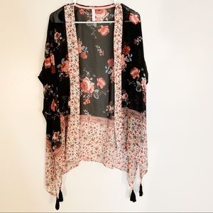 Floral Kimono With Tassels